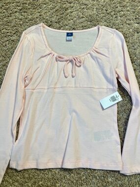 Old Navy Pale Pink Tie-Front Scoop Neck Long Sleeve Top